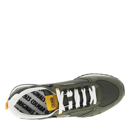 Baskets running kaki en cuir avec un talon plat et des lacets - Image 4
