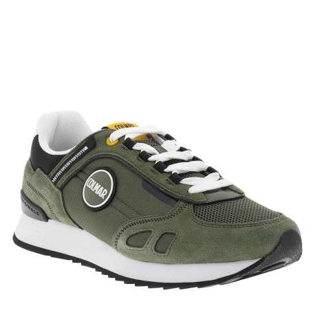 Baskets running kaki en cuir avec un talon plat et des lacets - Image 3