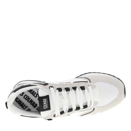 Baskets running blanches en cuir avec un talon plat et des lacets - Image 4