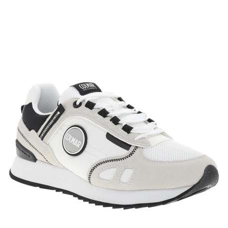 Baskets running blanches en cuir avec un talon plat et des lacets - Image 3