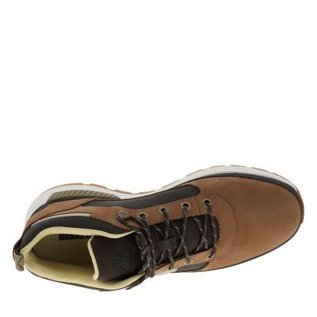 Sneakers marron en cuir avec un talon plat et des lacets ronds bruns - Image 4