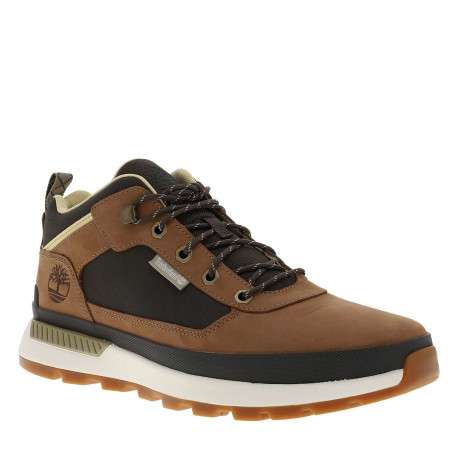 Sneakers marron en cuir avec un talon plat et des lacets ronds bruns - Image 3