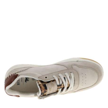 Tennis écrues à talon plat avec des lacets et un zip latéral - Image 4