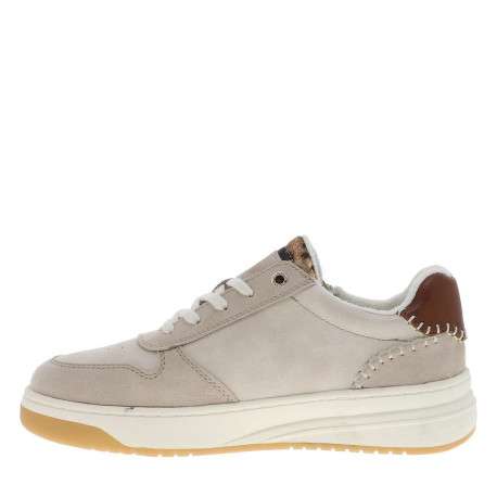 Tennis écrues à talon plat avec des lacets et un zip latéral