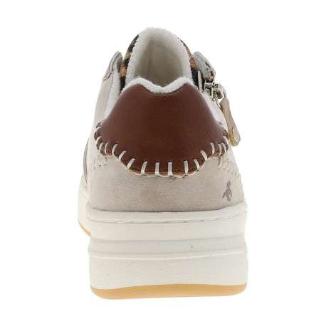 Tennis écrues à talon plat avec des lacets et un zip latéral - Image 6