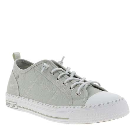 Tennis vertes à talon plat avec des lacets ronds et logo imprimé - Image 3
