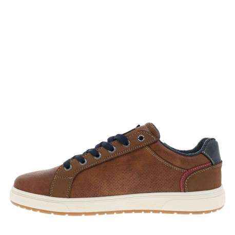 Baskets marron à talon plat avec des lacets et un zip latéral