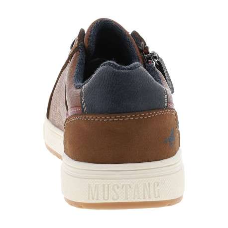 Baskets marron à talon plat avec des lacets et un zip latéral - Image 6