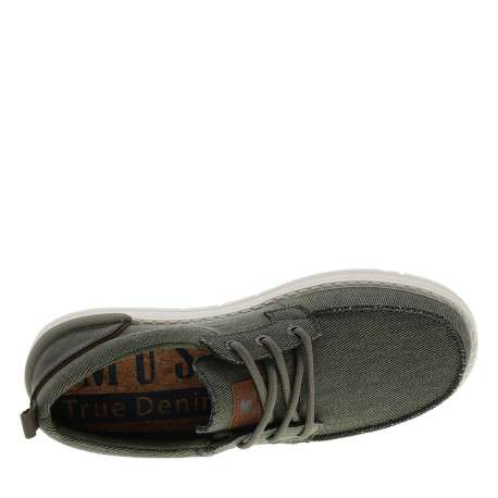 Baskets kaki à talon plat avec des lacets ronds et un logo embossé au talon - Image 4