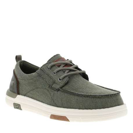 Baskets kaki à talon plat avec des lacets ronds et un logo embossé au talon - Image 3