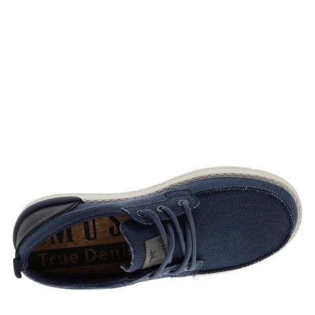Baskets bleus avec un talon plat et des lacets ronds tressés - Image 4