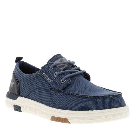 Baskets bleus avec un talon plat et des lacets ronds tressés - Image 3