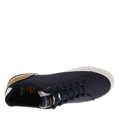 Tennis bleu marine avec un talon plat et des lacets tressés - Image 4