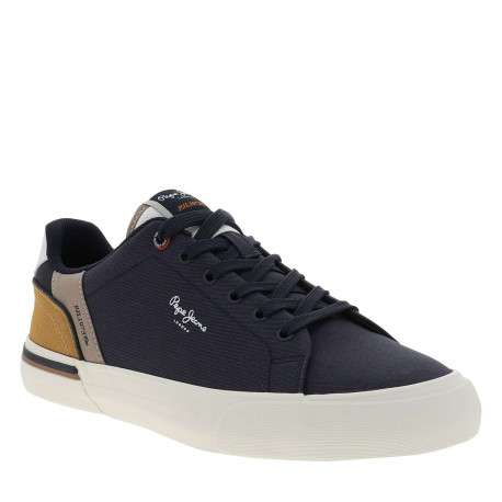 Tennis bleu marine avec un talon plat et des lacets tressés - Image 3