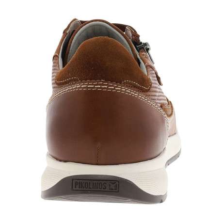 Sneakers cognac en cuir à talon plat avec des lacets et un zip latéral - Image 6