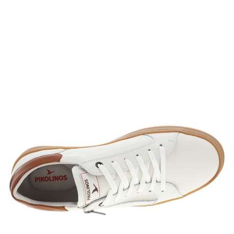 Tennis blanches en cuir à talon plat avec des lacets et un zip latéral - Image 4