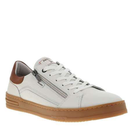 Tennis blanches en cuir à talon plat avec des lacets et un zip latéral - Image 3