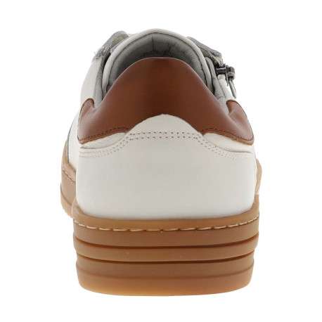 Tennis blanches en cuir à talon plat avec des lacets et un zip latéral - Image 6