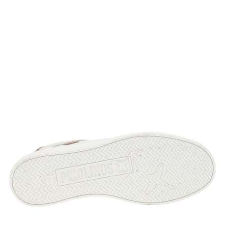Tennis blanches en cuir à talon plat avec des lacets et un zip latéral - Image 5