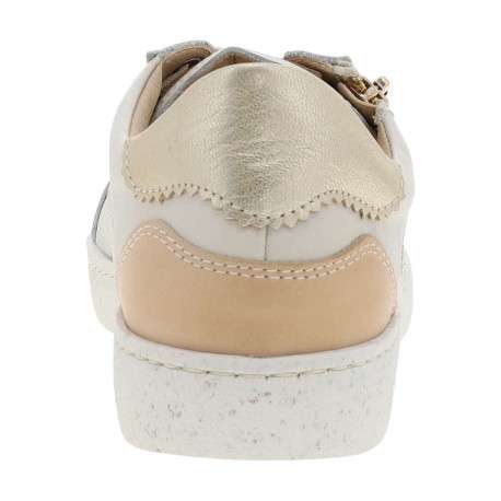 Tennis blanches en cuir à talon plat avec des lacets et un zip latéral - Image 6