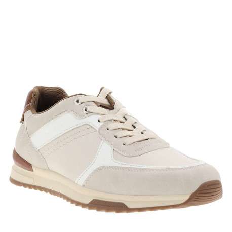 Baskets running beiges à talon plat avec des lacets et logo embossé - Image 3