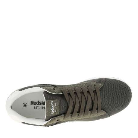 Baskets kaki à talon plat avec des lacets et nom de la marque imprimé - Image 4