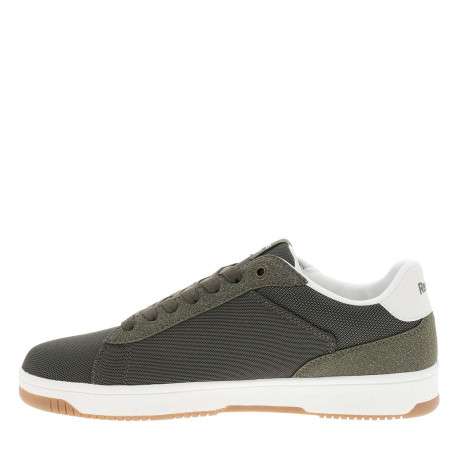 Baskets kaki à talon plat avec des lacets et nom de la marque imprimé