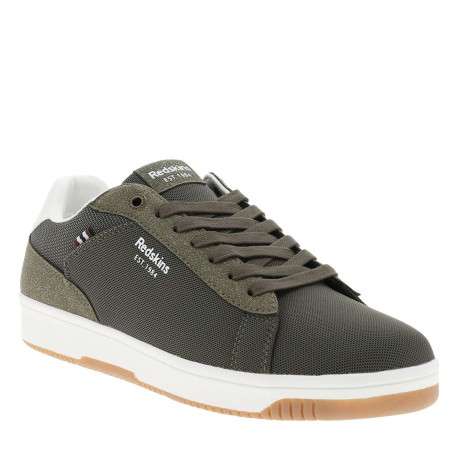 Baskets kaki à talon plat avec des lacets et nom de la marque imprimé - Image 3