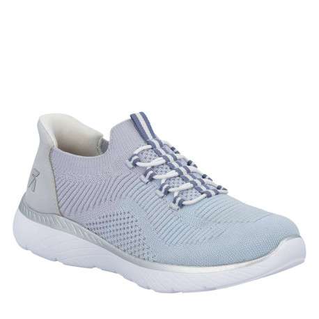 Baskets running bleu ciel et violette à talon plat avec fermeture slip-on - Image 3