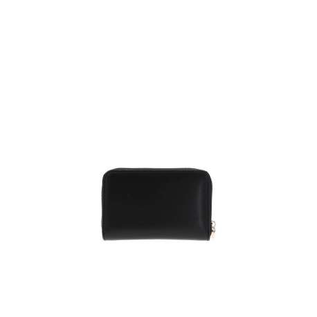 Portefeuille noir en maille lisse pourvu du logo de la marque - Image 2