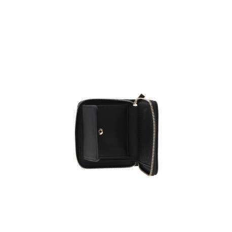 Porte-monnaie noir en maille grainée pourvu d'une fermeture zippée - Image 3