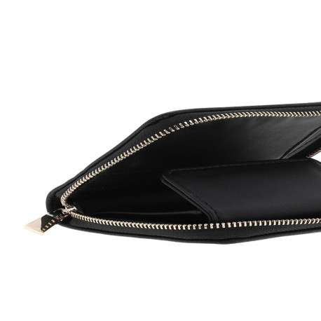 Porte-monnaie noir en maille grainée pourvu d'une fermeture zippée - Image 4