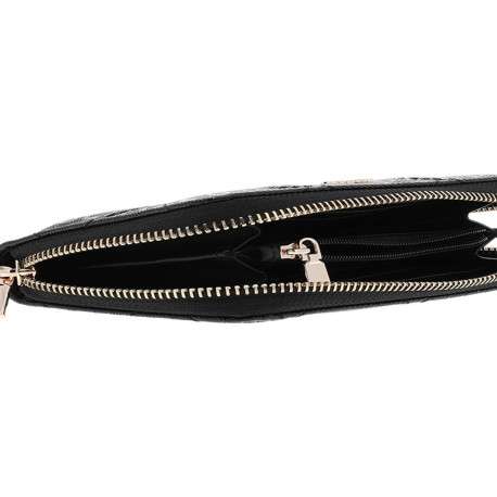 Portefeuille noir en maille texturée pourvu d'une fermeture zippée - Image 4
