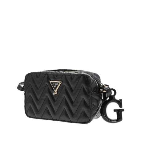 Sac à bandoulière noir effet pailleté pourvu du logo de la marque - Image 2