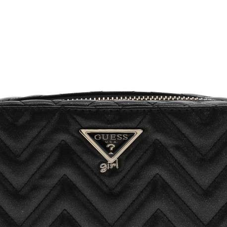 Sac à bandoulière noir effet pailleté pourvu du logo de la marque - Image 4