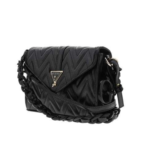 Sac à bandoulière noir effet pailleté pourvu du logo de la marque - Image 2