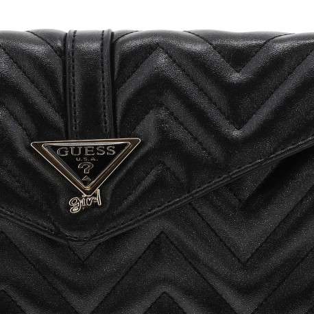 Sac à bandoulière noir effet pailleté pourvu du logo de la marque - Image 4