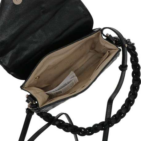 Sac à bandoulière noir effet pailleté pourvu du logo de la marque - Image 5
