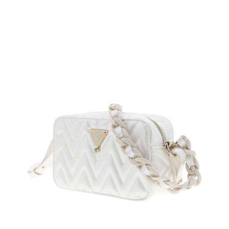 Sac à bandoulière écru effet pailleté pourvu du logo de la marque - Image 2