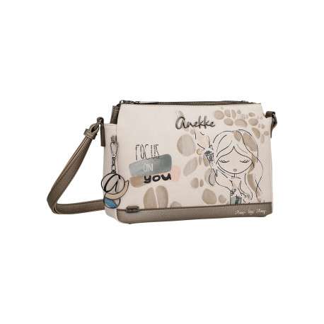Sac à bandoulière beige à motifs avec une bandoulière réglable amovible - Image 2