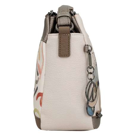 Sac à bandoulière beige à motifs avec une bandoulière réglable amovible - Image 5