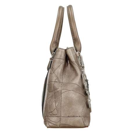 Sac porté main écru imprimé avec des anses et une bandoulière amovible - Image 5