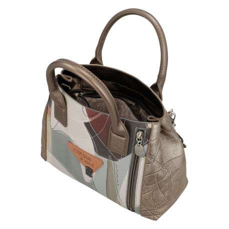 Sac porté main écru imprimé avec des anses et une bandoulière amovible - Image 8