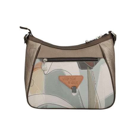 Sac à bandoulière écru imprimé avec une fermeture zippée sur le dessus - Image 4