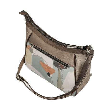 Sac à bandoulière écru imprimé avec une fermeture zippée sur le dessus - Image 6