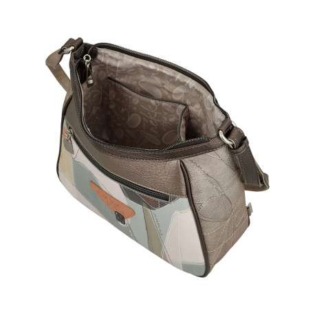 Sac à bandoulière écru imprimé avec une fermeture zippée sur le dessus - Image 8