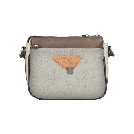 Sac à bandoulière écru imprimé avec des poches zippées à l'avant et à l'arrière - Image 4