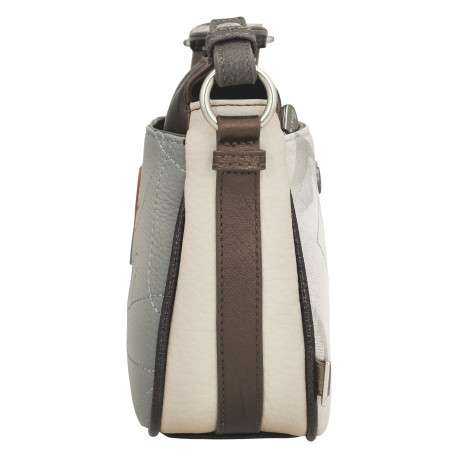 Sac à bandoulière écru imprimé avec des poches zippées à l'avant et à l'arrière - Image 5