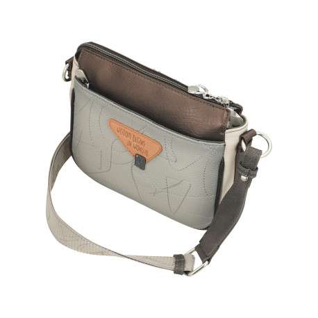 Sac à bandoulière écru imprimé avec des poches zippées à l'avant et à l'arrière - Image 6