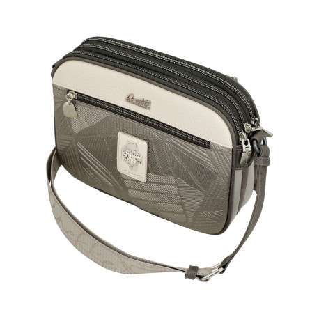Sac à bandoulière écru imprimé avec des emplacements intérieurs zippés - Image 6